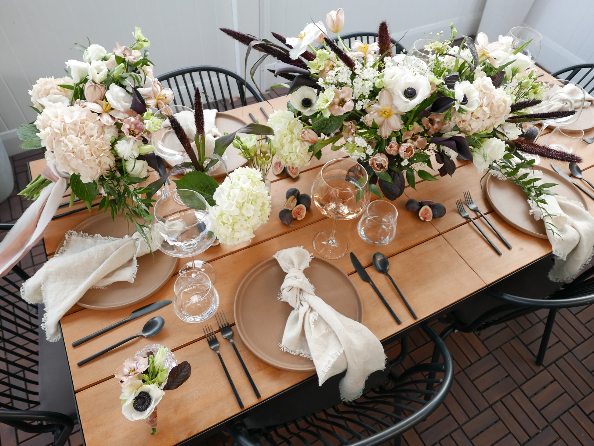 Two compote ceramic vase arrangements with fruit table stylings (one arrangement not pictured, vase rental included) The Hetero package